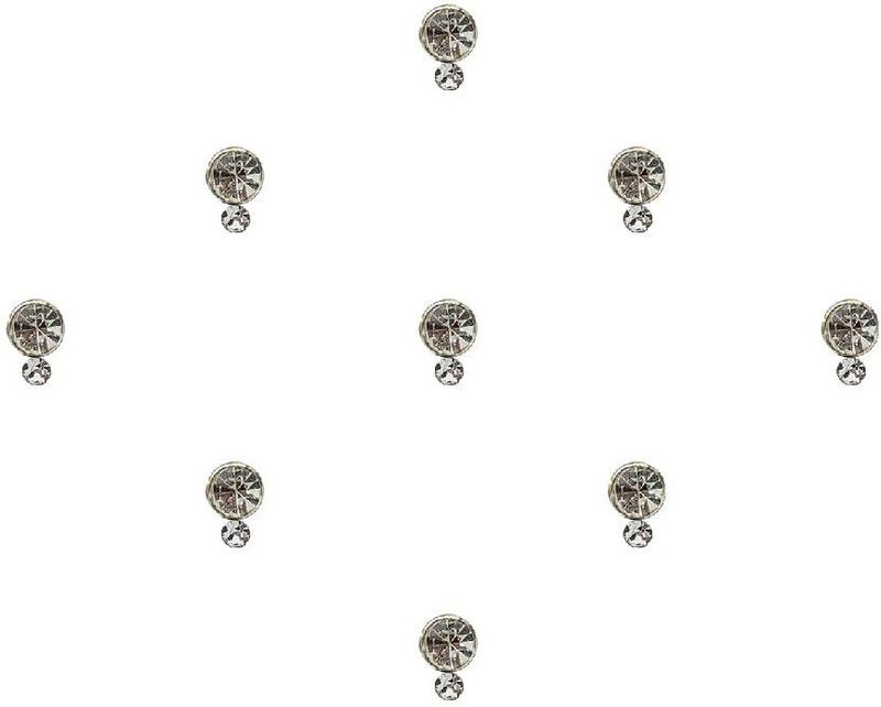 Comet Busters Silver Stone Bindi with Diamond Dot (BV1629) Forehead Silver Bindis  (Designer Bindi)