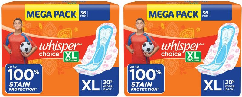 Whisper choice XL 280 mm MEGA PACK - 36+36 Sanitary Pad  (Pack of 72)
