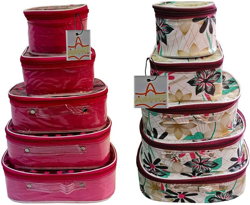 Aavni COMBO OF 2 PINK &WHITE 5 SET VANITY BOX BOXES FOR MULTIPURPOSE USES Vanity Box  (Pink, White)