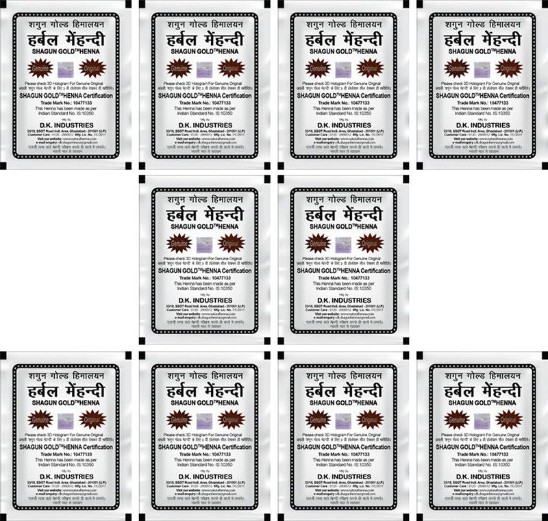 SHAGUN GOLD Himalayan Herbal Brown Henna powder for Hair Coloring 40gm (Pack of 10)  (400 g)