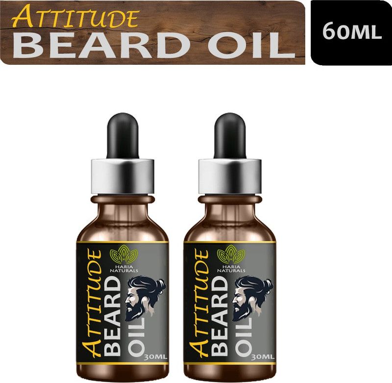 Haria Naturals Beard Growth Oil, For Men Infused With The Power Of Almond & Tea Tree Extract For Shiny & Healthy Beard Growth 30 ML (Pack Of 2) Hair Oil  (60 ml)