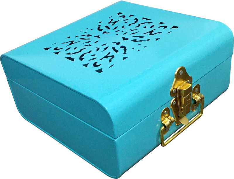 fancypalace Iron Jewelry Box Organizer for Earring, Rings, Necklace - Jewelry Holder Case, Gifts for Girls & Women Jewelry Holder Box Jewellery Vanity Box  (Blue)