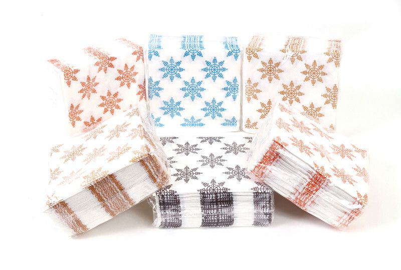 BREEZE Ultra Soft 2 Ply 50s Paper Serviettes Each (Brown, Blue and Orange) -Printed Napkin - 30cmx30cm-Pack of 6  (300 Tissues)