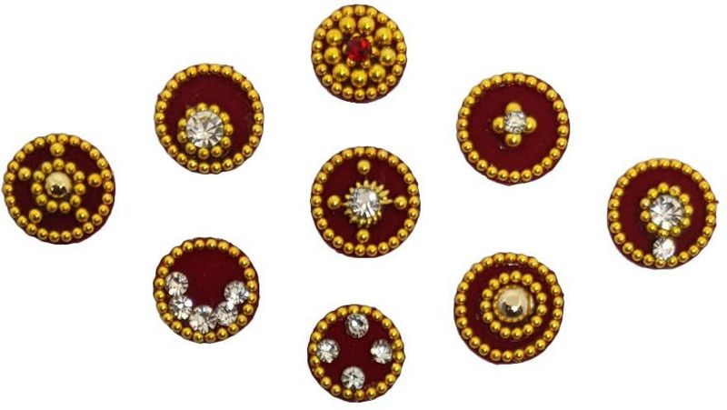 Comet Busters Beautiful Assorted Round Maroon Velvet Bindi (7mm) (BV1598) Forehead Maroon Bindis  (Designer Bindi)