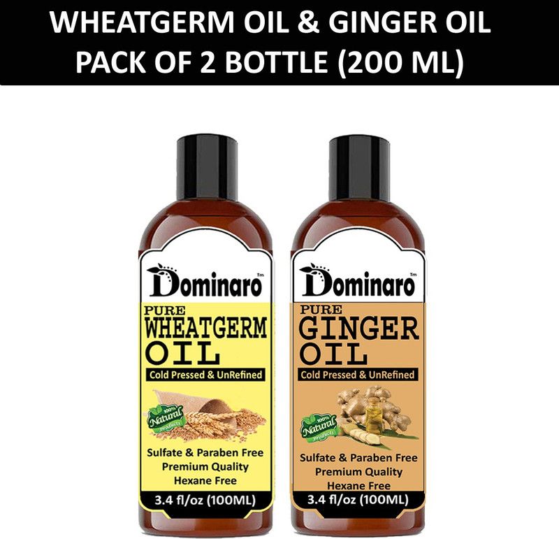Dominaro 100 % Pure & Natural Wheatgerm Oil & Ginger Oil (Combo Pack Of 2 Bottle ) 200 ml Hair Oil  (200 ml)