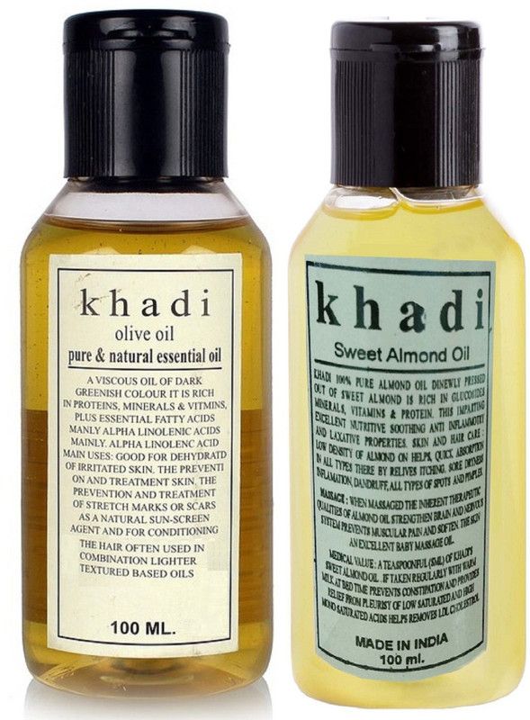 Khadi Herbal Combo Oil : Olive Oil & Sweet Almond Oil (Pack of 2) 200 GMS  (200 ml)