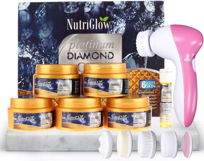 NutriGlow Platinum Diamond & Gold Facial Kit With Face Massager Combo  (2 x 125 g)