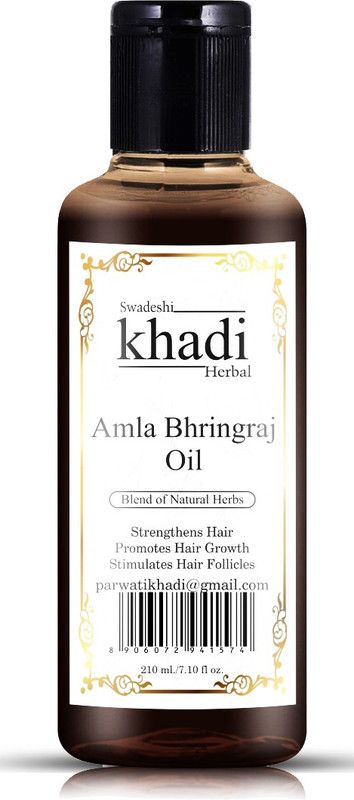 SWADESHI KHADI HERBAL Amla Bhringraj Oil with Blend of Natural Herbs Stronger Hair (Pack of 1) Hair Oil  (210 ml)