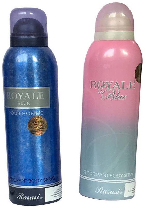 RASASI ROYALE BLUE 1 HOMME 1 FEMME (PACK OF 2) Body Spray - For Men & Women  (400 ml, Pack of 2)