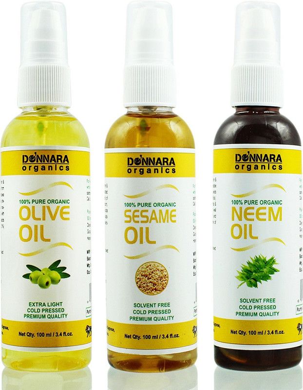 Donnara Organics Premium Olive oil, Sesame oil & Neem oil Combo pack of 3 bottles of 100ml(300 ml) Hair Oil  (300 ml)