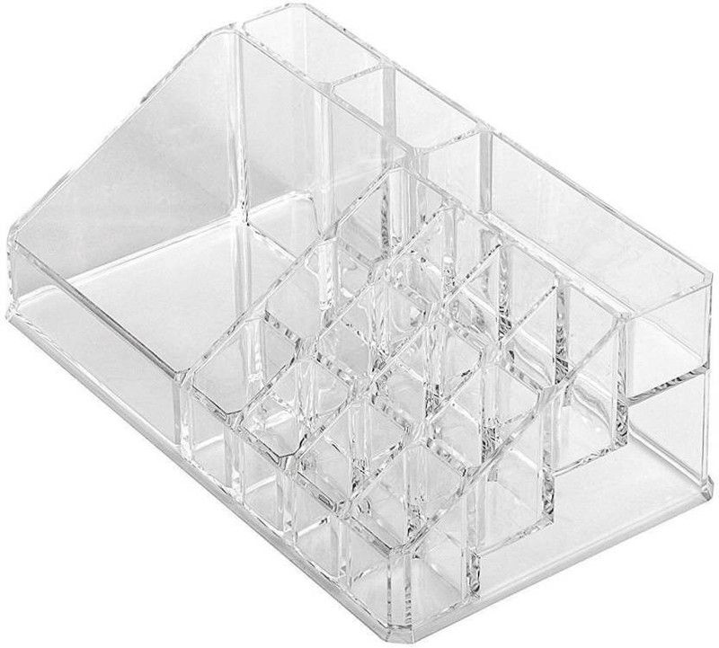 MOHAK Transparent Plastic Makeup Cosmetic Storage Box Lipstick Nail Paint/Polish Holder Display Stand Organizer Vanity Box NA Vanity Box  (Transparent)