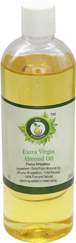 R V Essential Extra Virgin Almond Oil 100ml- Prunus Amygdalus (100% Pure and Natural Cold Pressed)  (100 ml)