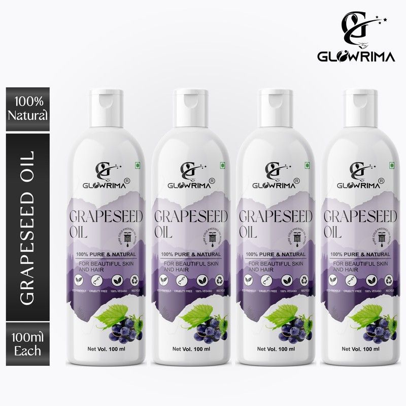 Glowrima 100% Pure & Natural Cold Pressed Grapeseed Oil 100ML (Pack Of 4) Hair Oil  (400 ml)