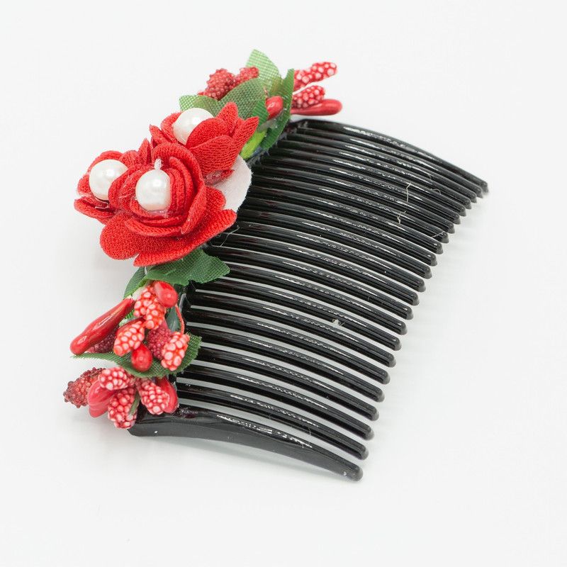 BlingOn Hair Comb With Flower Design Interlocking Clip Slide Hairpin Pack Of 6 ( Different Colours )