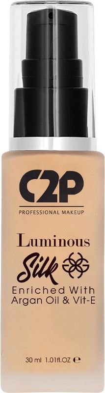 C2P Professional Makeup Luminous Silk Liquid Foundation-MEDIUM TAN 08 Foundation  (MEDIUM TAN 08, 30 ml)