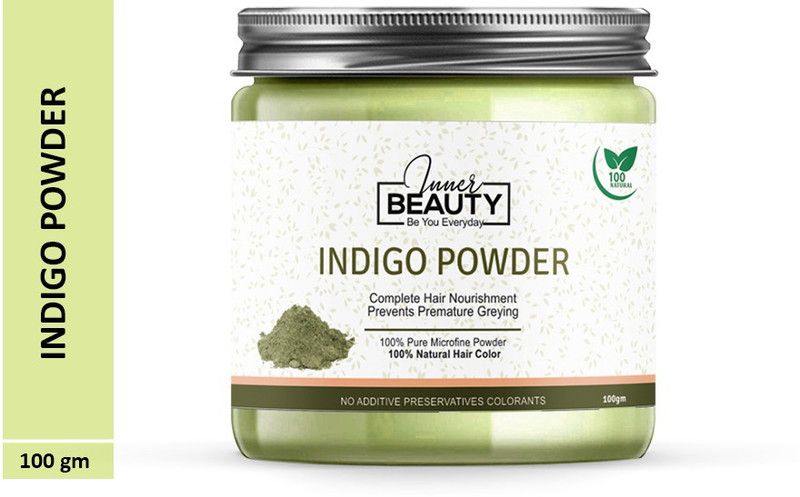 Inner Beauty 100% Natural & Pure Indigo Powder Long Lasting Herbal Hair Colour & Bread Colour (Hair Care) 100 GM (Pack of 1) 100 GM Each  (100 g)