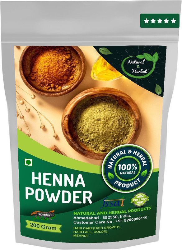 NATURAL AND HERBAL PRODUCTS Henna Powder(Mehandi, Lawsonia Inermis) For Hair and Mehndi - 200 Gm  (200 g)