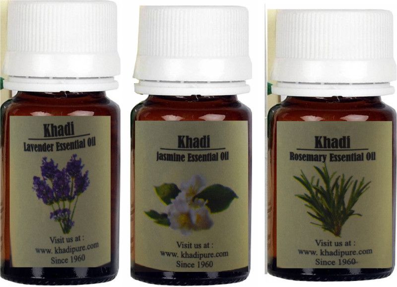 Khadi Pure HERBAL NATURAL ROSEMARY LAVENDER & JASMINE ESSENTIAL OIL FOR SKION  (15 ml)