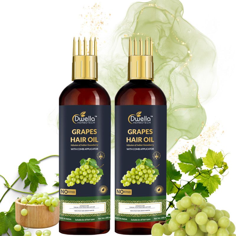 DWELLA HERBOTECH Grapes Seed Hair Oil - For Hair Growth & Controls Hair Fall - No Mineral Oil Hair Oil  (400 ml)
