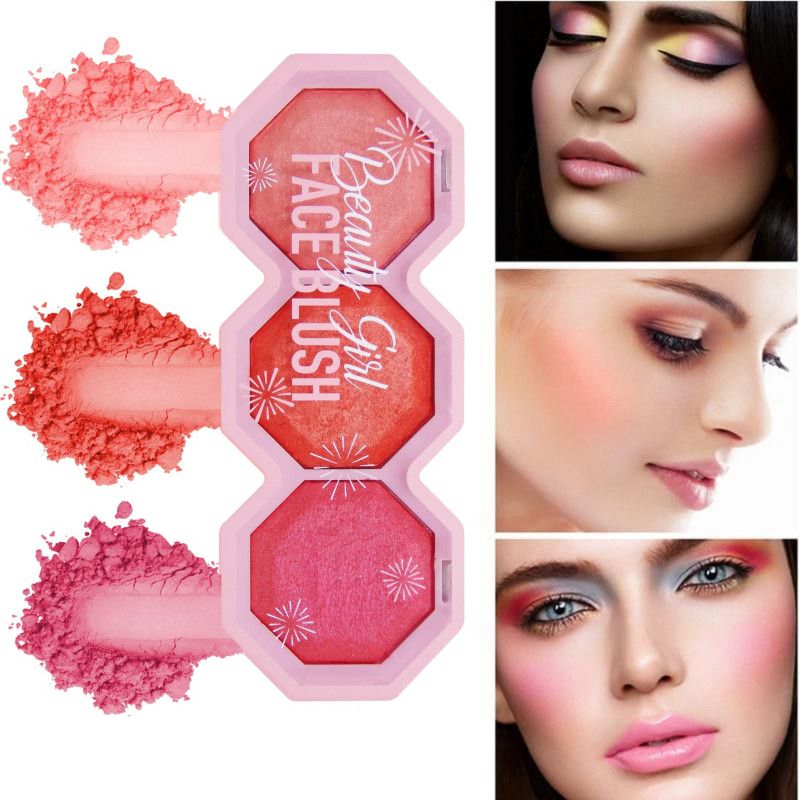 EVERERIN Waterproof 3 IN 1 Long Lasting Blusher Palette  (MULTI COLOR)