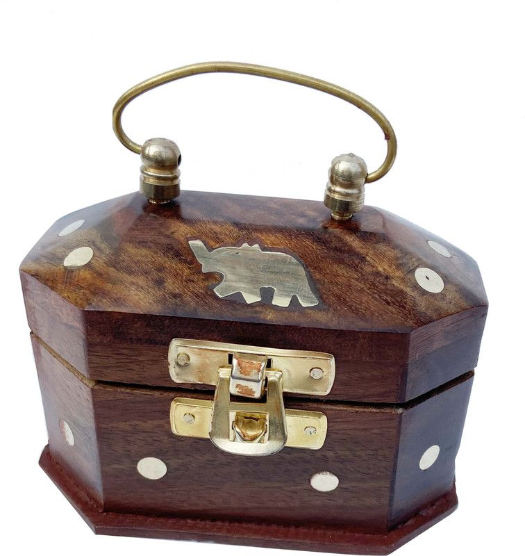 WOODIC Wooden small vanity box/jewelry box/ Mini jewel organizer. jewelery Vanity Box  (Brown)