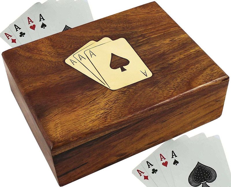 Divine WOODEN CARD BOX NA Vanity Box  (Brown)