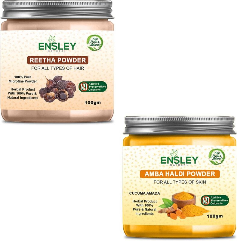 ENSLEY 100% Pure Reetha Powder and Amba Haldi  (200 g)