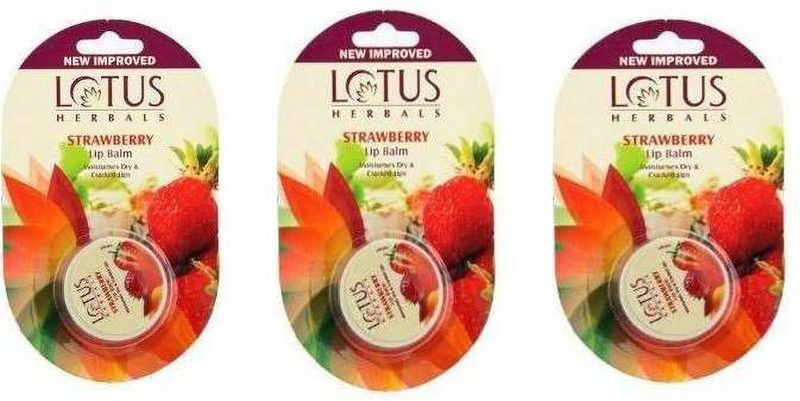 LOTUS LIP BALM STRAWBERRY  (Pack of: 3, 15 g)