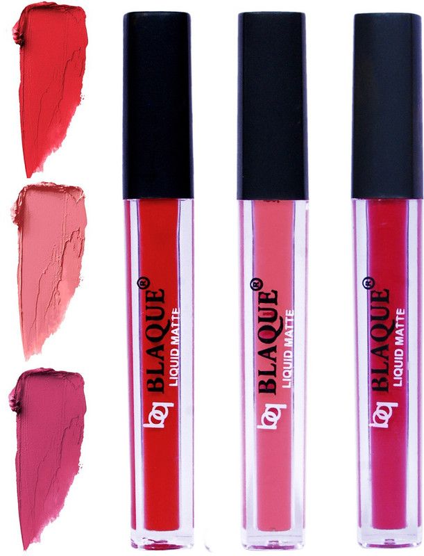 bq BLAQUE Matte Liquid Lip Gloss Combo of 3 Lipstick # 101-107-108  (12 ml, Multicolor)