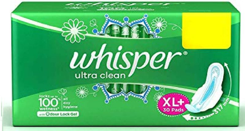 Whisper ULTRA CLEAN XL+30 GREEN PAC OF 1 Sanitary Pad  (Pack of 30)