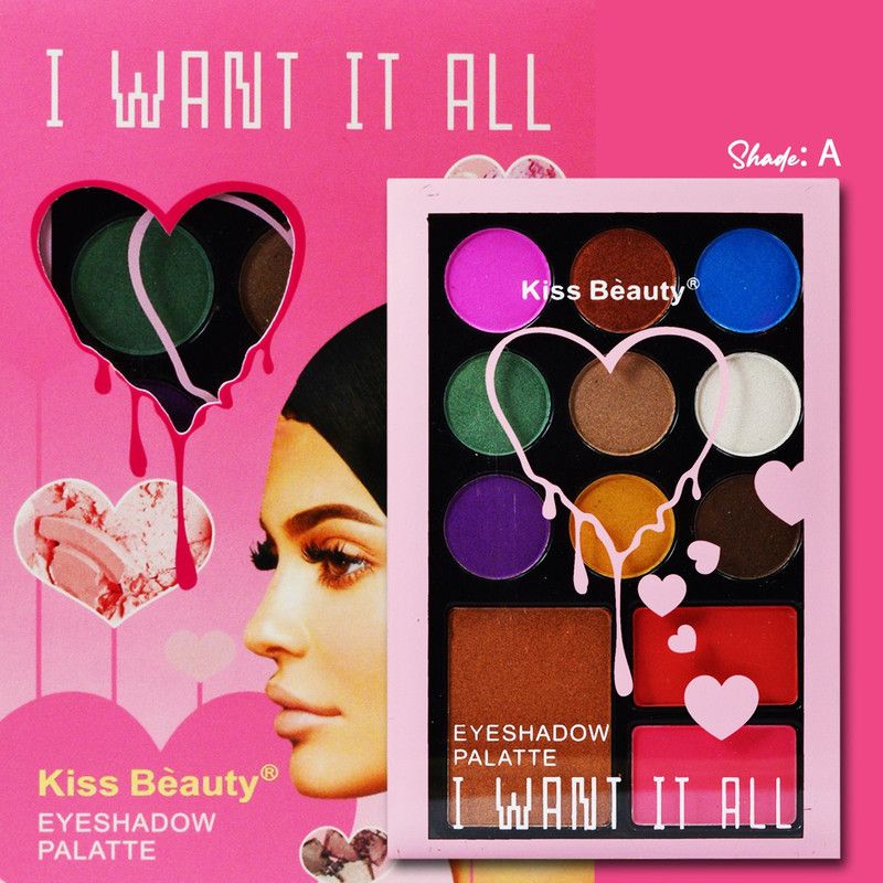 Kiss Beauty Eyeshadow Kit for Professional Makeup 9089-A with Kajal 15 g  (9086-A)
