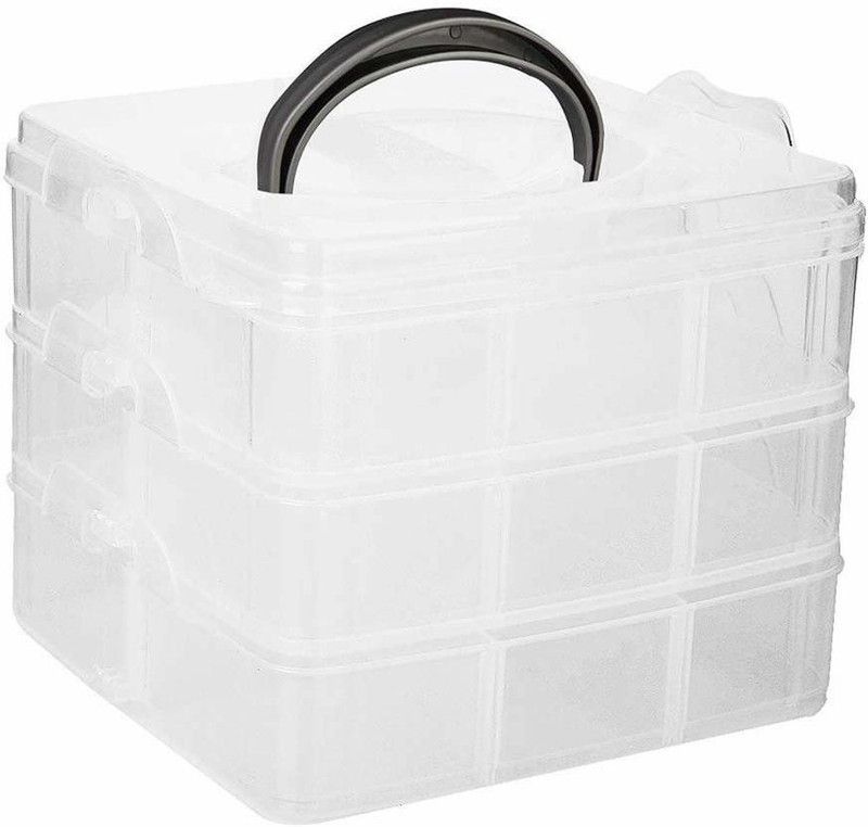 StayWay 18 Grids Storage Box Plastic Transparent Case Cosmetics Makeup Container Jewellery Vanity Box Vanity Box  (Multicolor)
