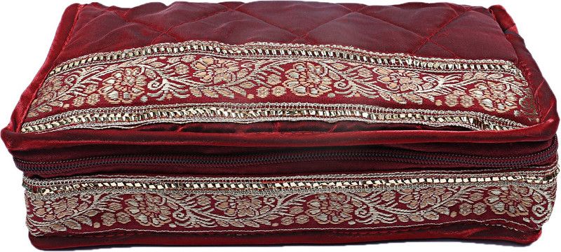 KUBER INDUSTRIES Satin Jewellery Kit (Maroon) -CTLTC10530 Brocade Vanity Box  (Maroon)