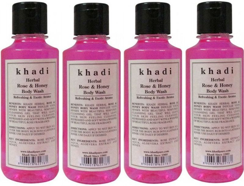 Khadi Pure DIK Rose & Honey Body Wash - 210ml (Set of 4)  (4 x 210 ml)