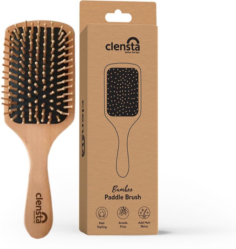 Clensta Bamboo Paddle Brush| Hair Growth, Hairfall, Dandruff Control| Hair Straightening
