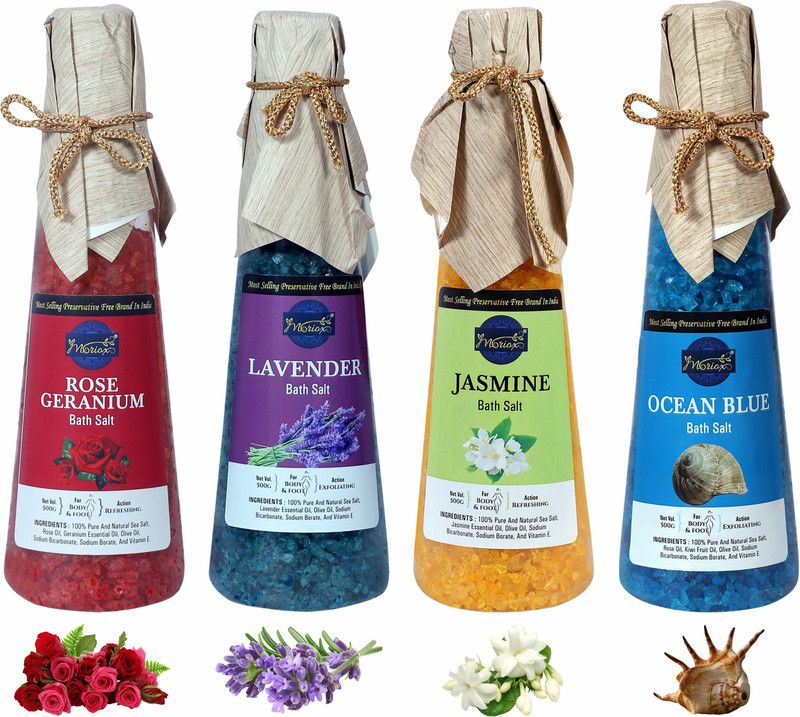 MORIOX Rose Lavender Jasmine and Ocean Blue Bath Salt for Muscles Relief-500 gm Each  (2000 g)