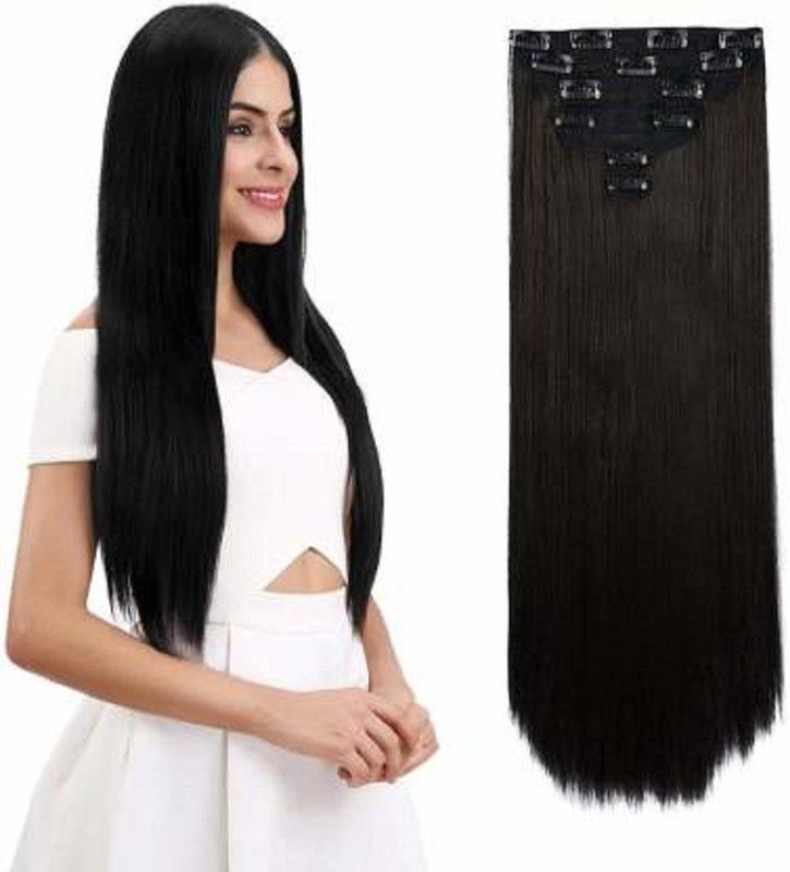 HAVEREAM Black long straight 6 pcs women hair extension Hair Extension