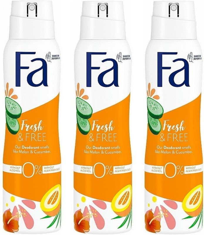 FA Freshly Free Cucumber & Melon Deodorant Spray (Pack Of 3) - 200ml Deodorant Spray - For Men & Women  (600 ml, Pack of 3)