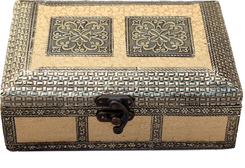 Shubhaarambh RAJASTHANI ANTIQUE OXIDIZED WOODEN JEWELLERY BOX WITH ONE COMPARTMENT ALONG WITH VELVET CLOTH PASTING INSIDE THE WHOLE BOX. FOR KEEPING JEWELLERY, FOR KEEPING MAKE UP ITEMS Vanity Box  (COPPER)