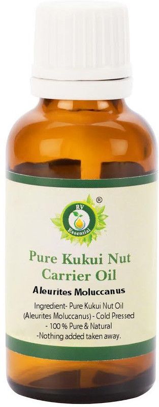 R V Essential Pure Kukui Nut Carrier Oil 15ml- Aleurites Moluccanus (100% Pure and Natural Cold Pressed)  (15 ml)