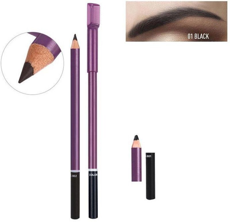 FELICECHIARA Black Bold Shade Water Proof Eyebrow Pencil with Eyebrow Brush  (BLACK)