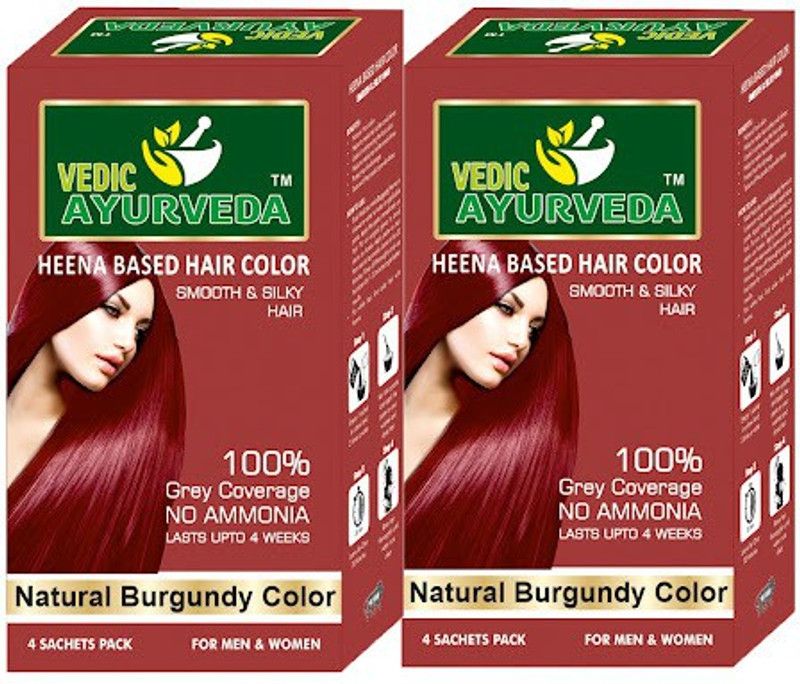 VEDICAYURVEDA Natural Burgundy Hair Color with No Ammonia For Men & Women (200 GM) Combo Pack , Burgundy