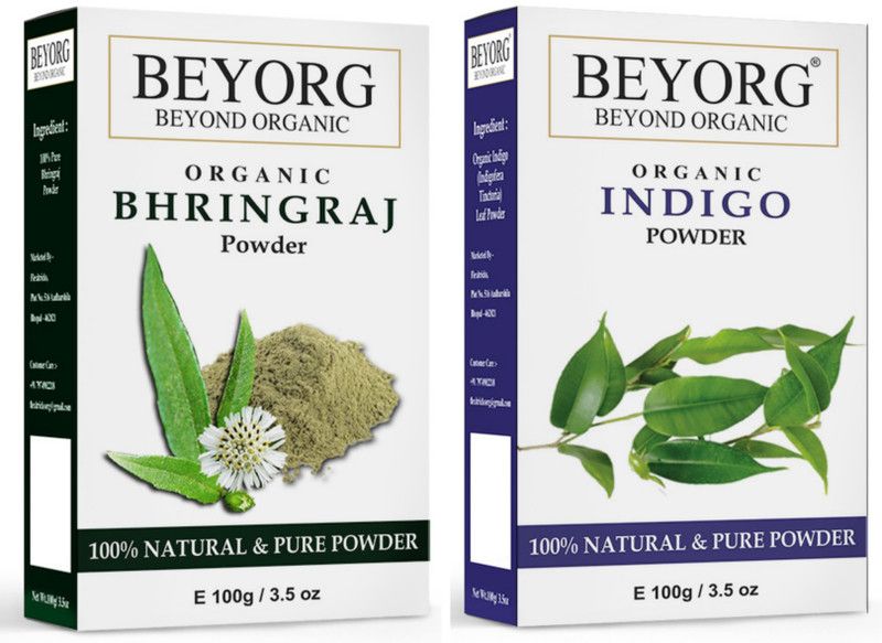 BEYORG Bhringraj Powder & Indigo Powder For Chemical Free Natural Hair Color HairGrowth  (200 g)