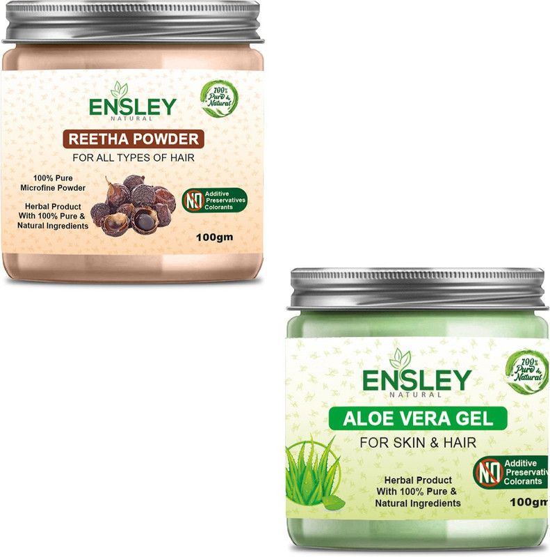 ENSLEY 100% Pure Reetha Powder and Aloe Vera Gel  (200 g)