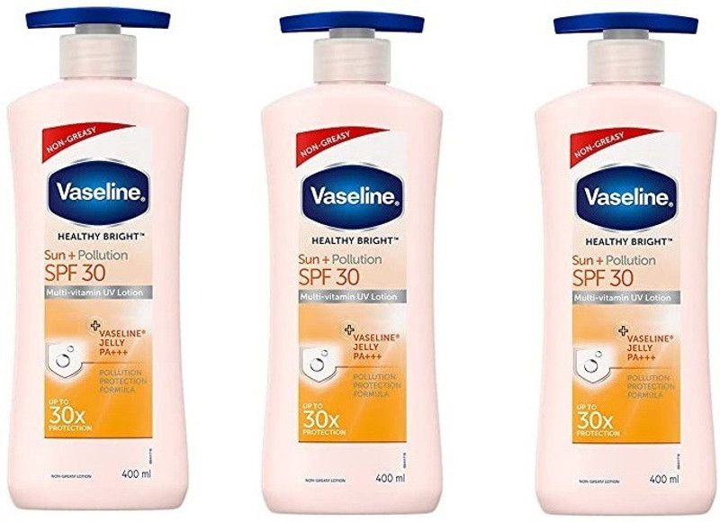 Vaseline Healthy Bright Sun Protection Body Lotion SPF 30 Multi-Vitamin Lotion(Pack of 3)  (1200 ml)