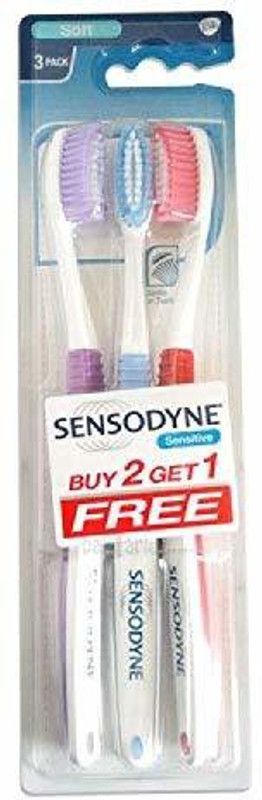 SENSODYNE Sensitive Plastic Toothbrush (22.9 x 7 x 2.2 cm, 63.5gm)- Pack of 2+1 Extra Soft Toothbrush  (3 Toothbrushes)