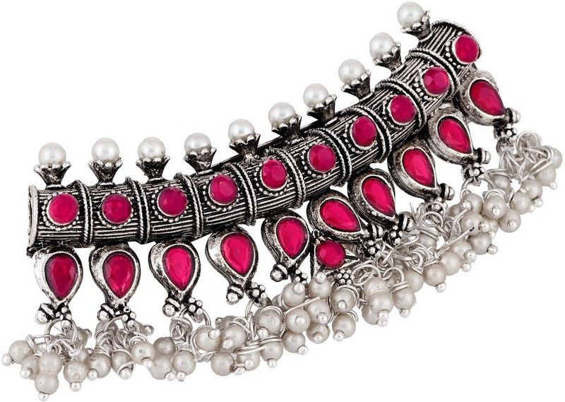 APARA Silver Plated Oxidised Hair Clip Buckle With Pearl Jewellery Hair Clip  (Silver)