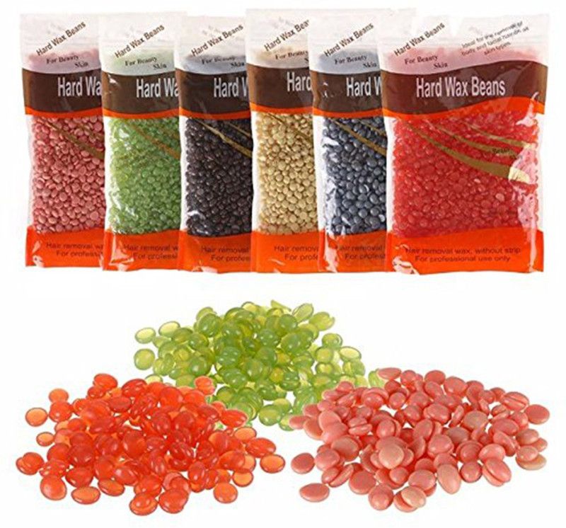 Bluejack Hard Wax Beans for Painless Hair Removal, Brazilian Waxing for Face, Eyebrow, Back, Chest, Bikini Areas, Legs At Home 75 g bag with 3 pcs Wax Spatulas(Mix Color wax +75*6pc)B2 Wax  (450 g, Set of 6)