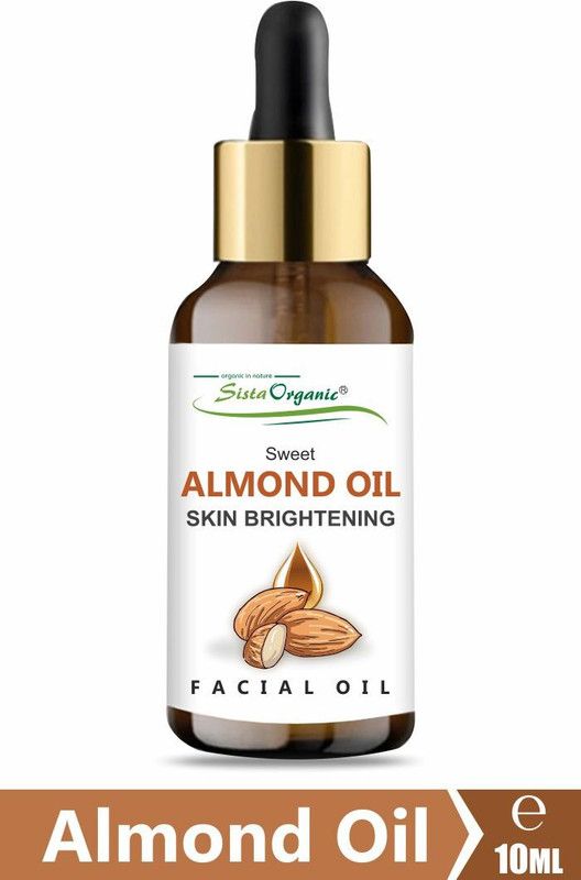 Sista Organic 100% Pure and Organic Cold Pressed Almond Oil for Face, Skin, Hair and Baby Massage  (10 ml)