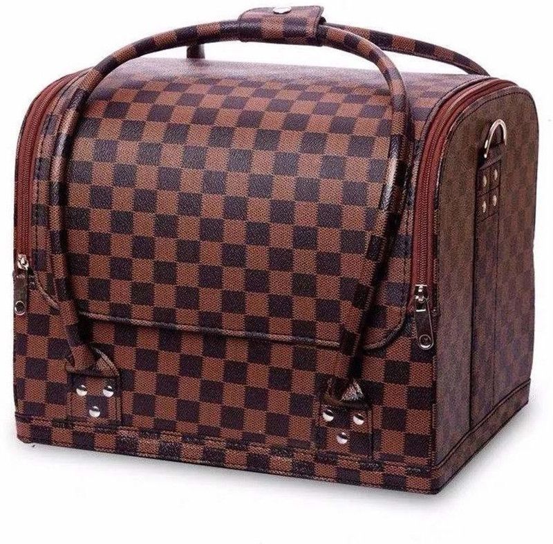 Sunwin Professional Beauty Make Up Case Nail Cosmetic Box Vanity Case/Box used at Professional parlor or saloon Vanity Box  (Brown)